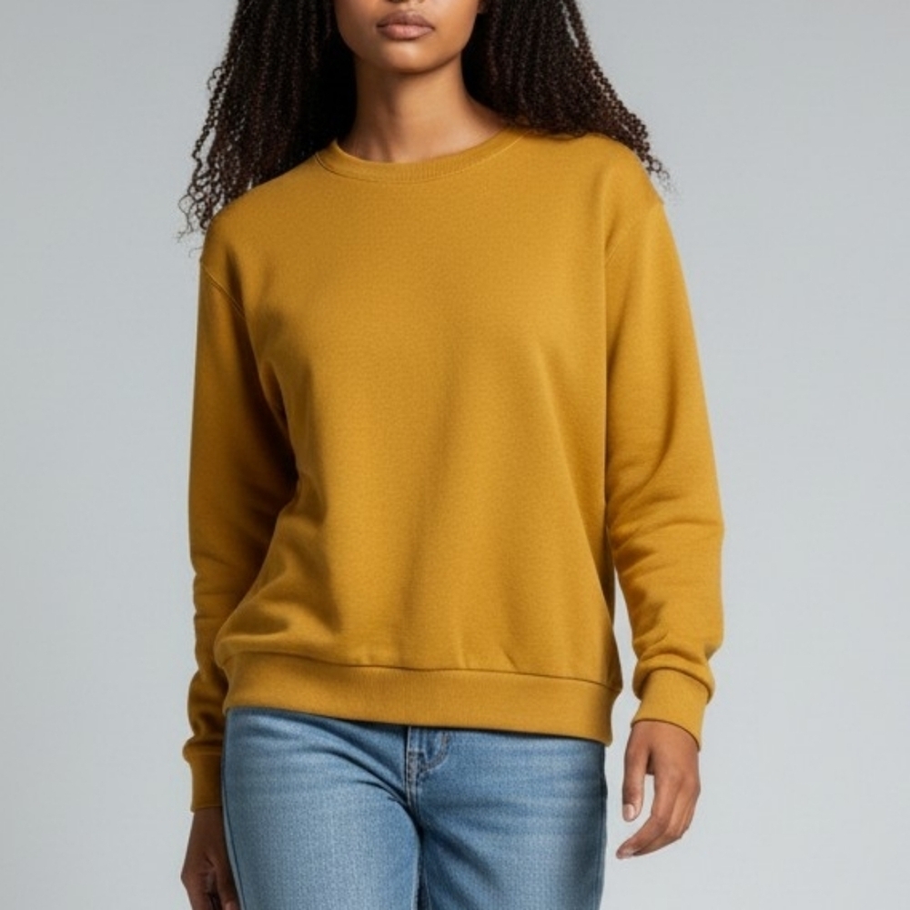 Fanmail Organic Terry Cotton crewneck sweatshirt, Mustard Yellow